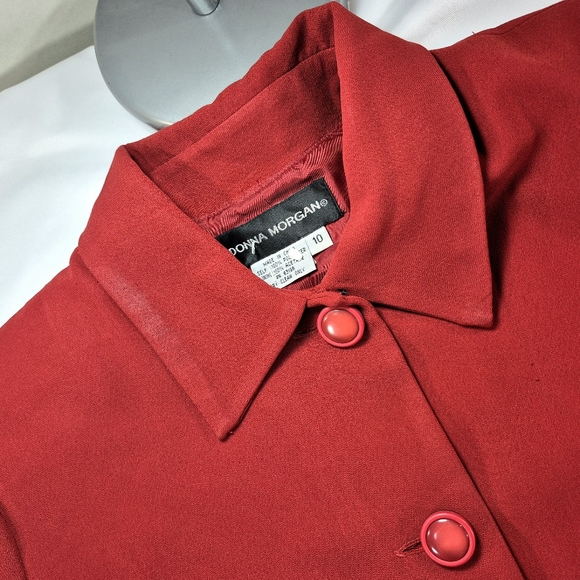 Vintage Donna Morgan Red Skirt Suit Set Business Career Casual Size 10 - Picture 10 of 16